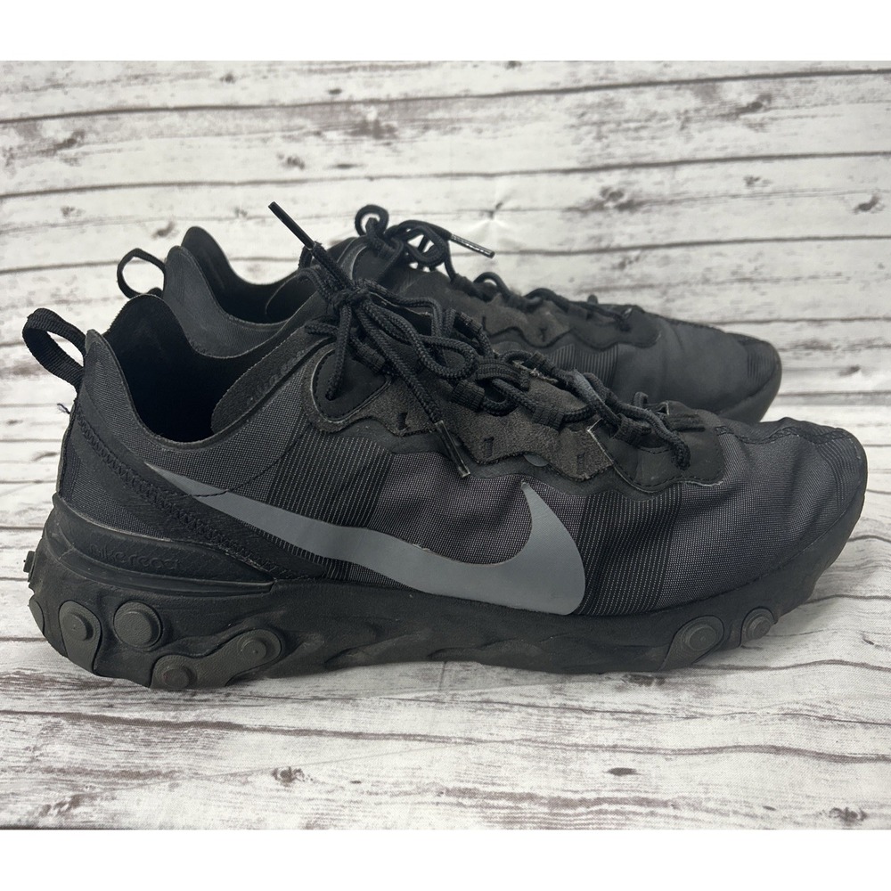 Nike React Element 55 Black Comfort Running Shoes BQ6166-008 Men's Size 12